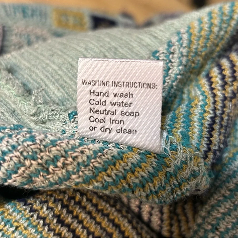 Vintage 90s Square Geometric Eclectic Grandpa Blue Knit Crewneck Sweater XL